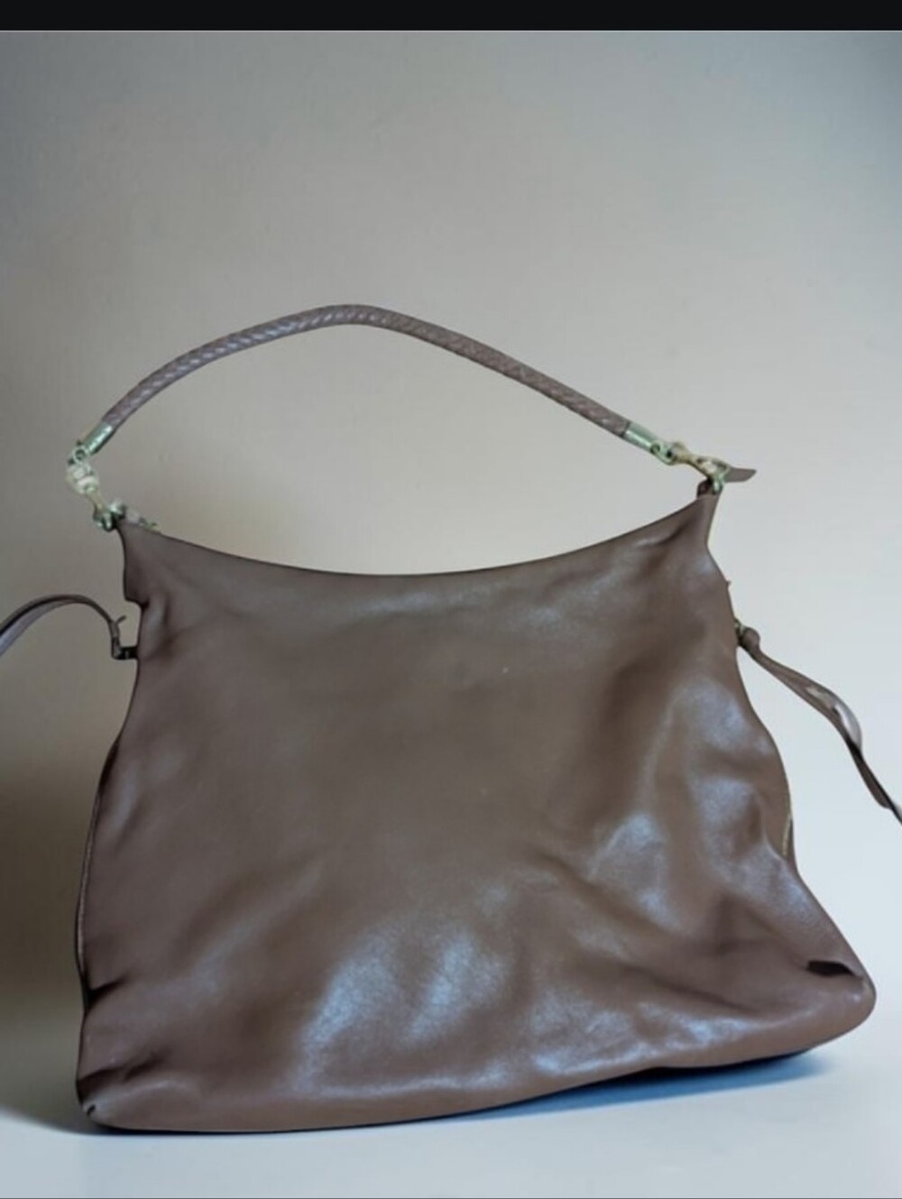 Soft Vegan Leather Braided Handle Slouchy Light Brown conceal And Carry Bag